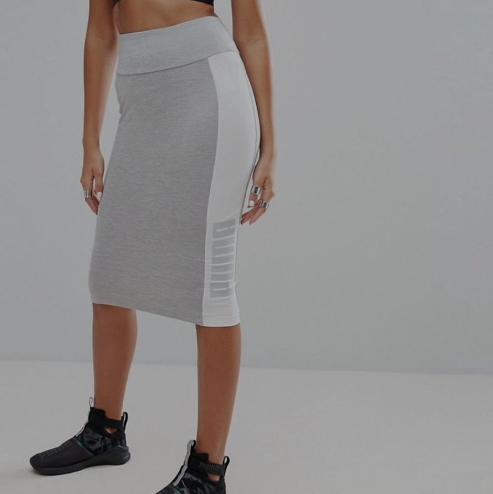 Puma Logo Women Pencil Midi Skirt